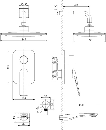 Allegro LM5922CW встраиваемый, с дополнительной однофункциональной лейкой, хром/белый