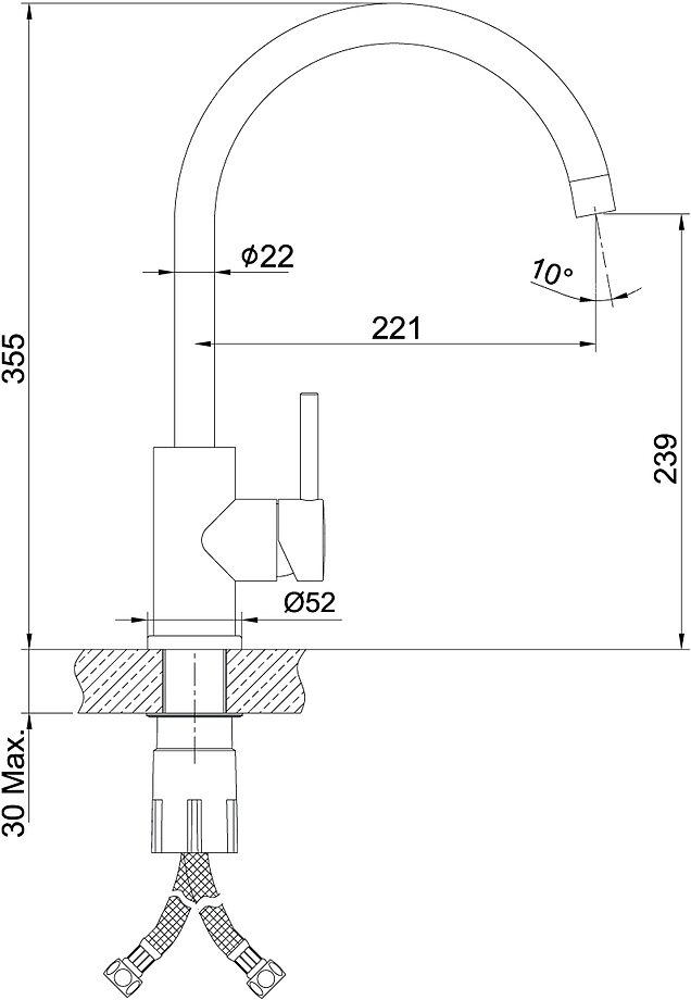 Expert LM5078S с высоким поворотным изливом, хром