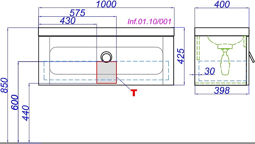 Infinity Inf.01.10/001 100 см, белый