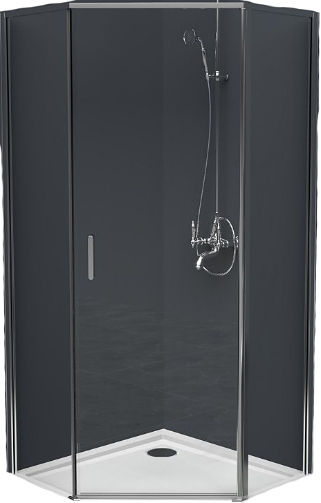 UNO-195-P-1-90-C-Cr 90x90x195 см, прозрачное стекло