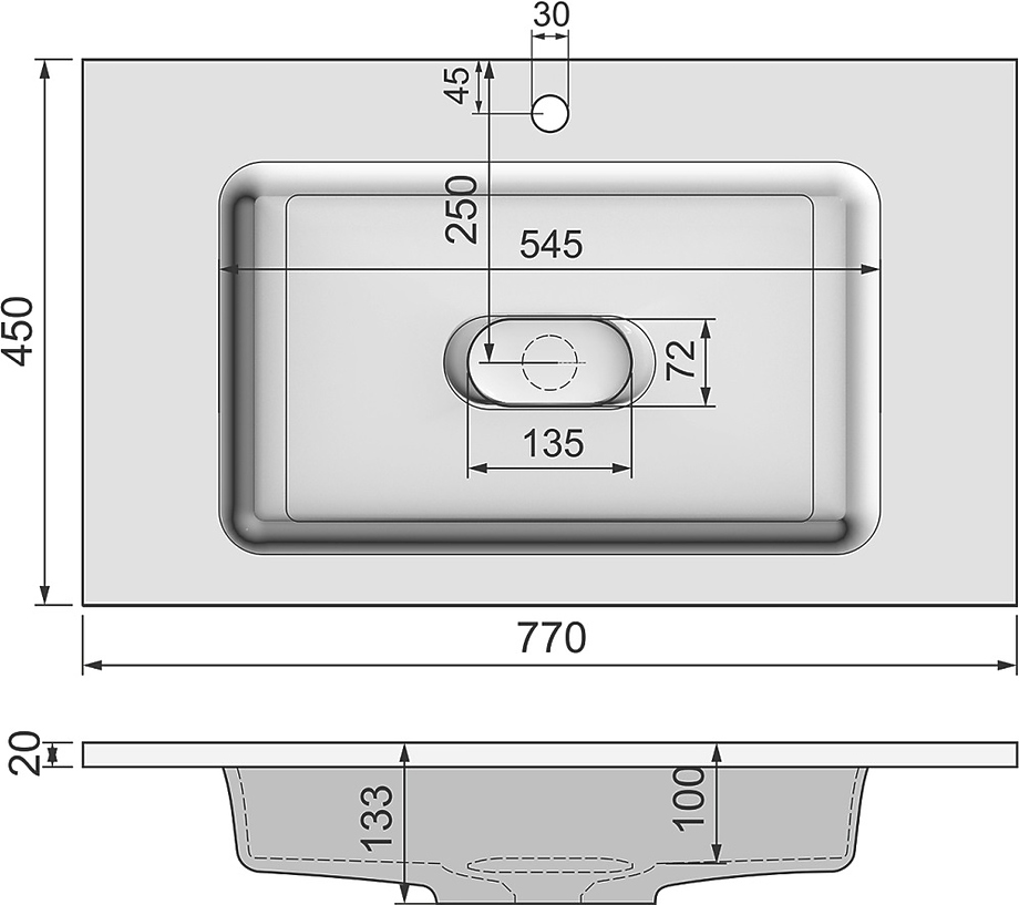 Modul 80 Mol.08.80/W 77x45 см, мрамор