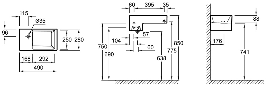 TERRACE EGA012-00 49х28 см, санфарфор