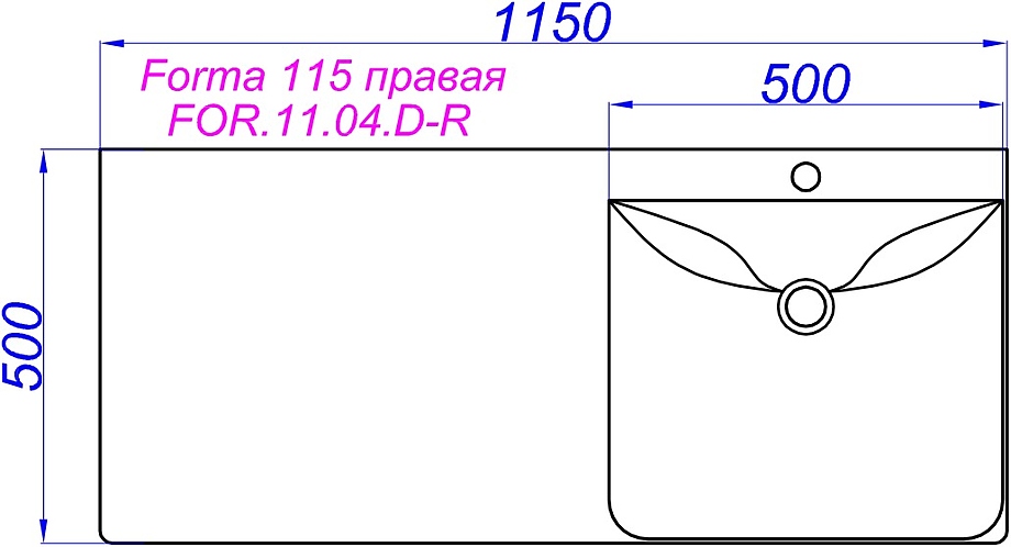 Forma 115 FOR.11.04.D-R 115х50 см, мрамор