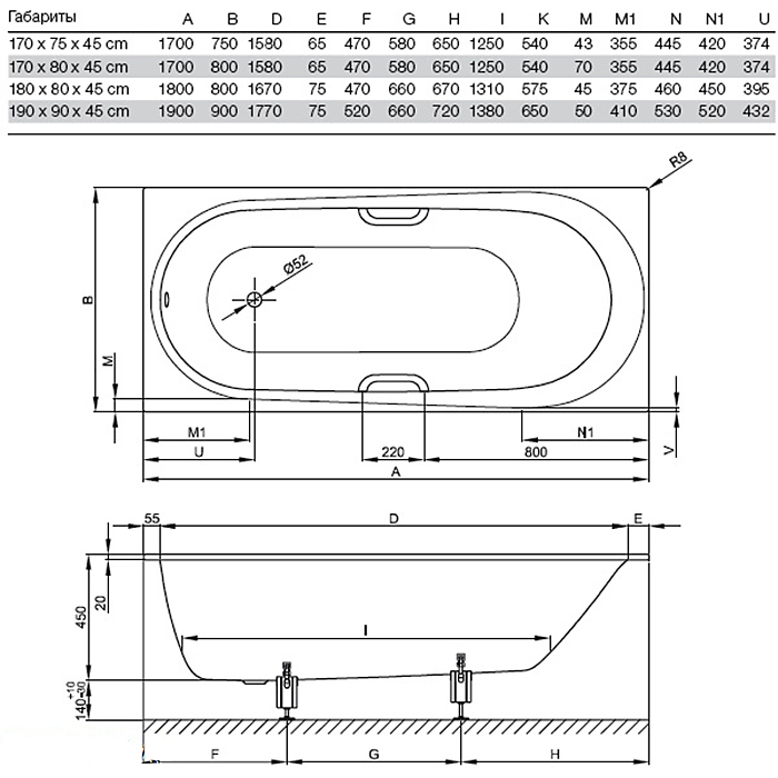 Comodo 1252-000 180x80 см, сталь