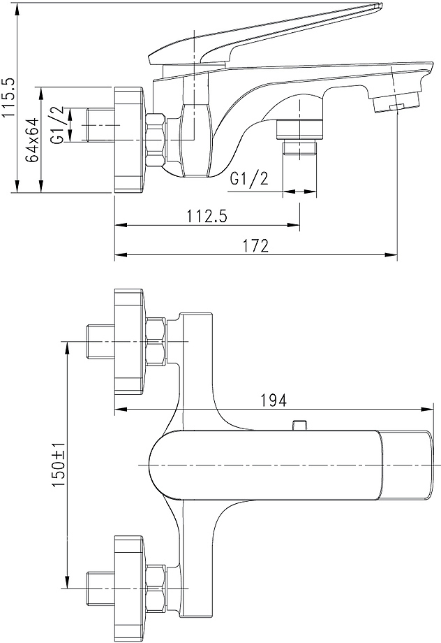 Allegro LM5914CW с коротким монолитным изливом, хром