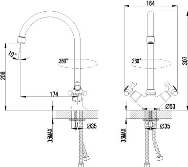 plus Harmony LM1405C с высоким поворотным изливом, хром