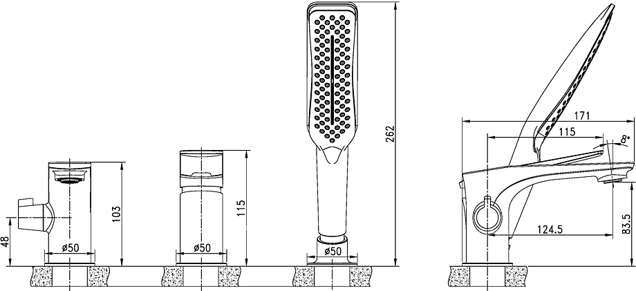 Allegro LM5945CW встраиваемый на борт ванны, 3 отверстия, хром