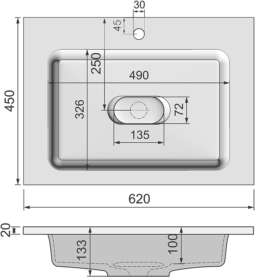 Modul 65 Mol.08.65/W 62x45 см, мрамор