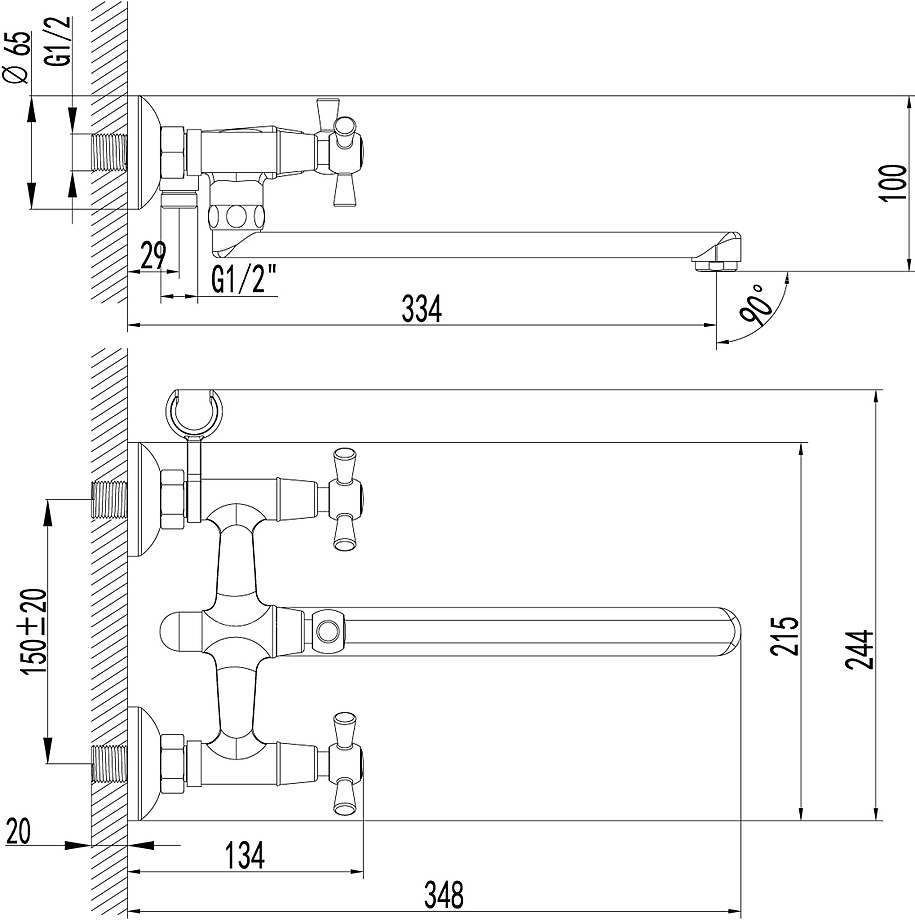 Contour LM7451C универсальный, с плоским изливом, хром