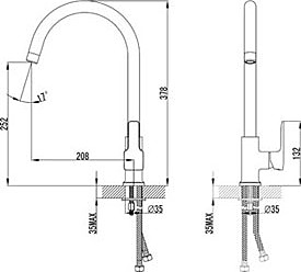 Basis LM3605C с высоким поворотным изливом, хром