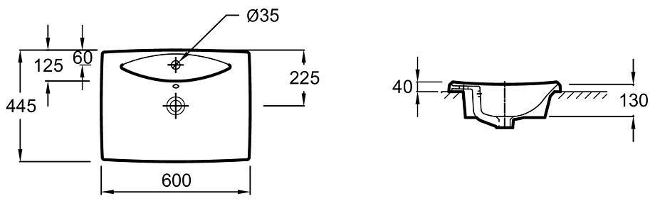 ESCALE E1289-00 60x44, 5 см, санфарфор