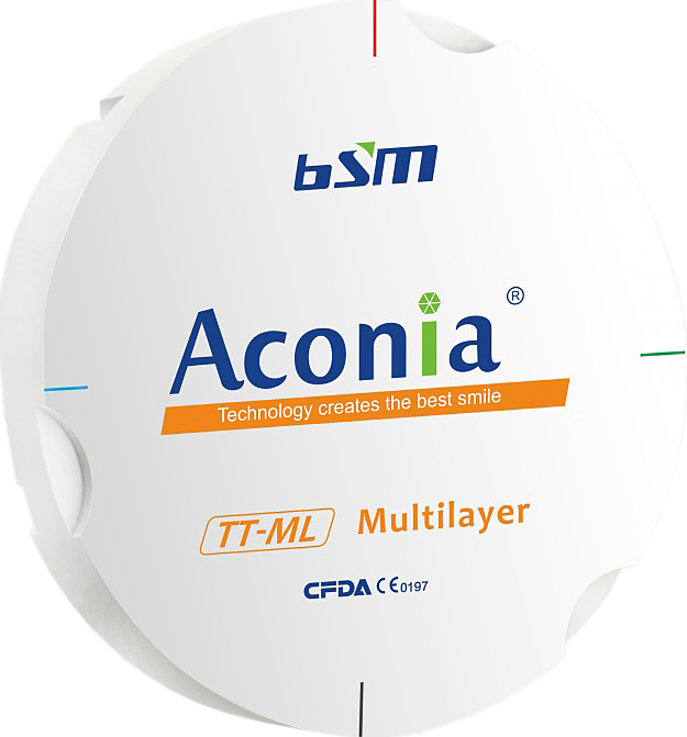 Диск диоксида циркония Chengdu Besmile Biotechnology Aconia, TT ML, оттенок D2, 95x20 мм