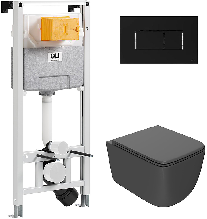 Унитаз подвесной с инсталляцией и панелью смыва OLI 120 ECO Sanitarblock pneumatic 879235pKA03+PN41831GM