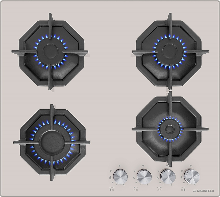 Варочная панель газовая Maunfeld EGHG.64.2CBG/G бежевая