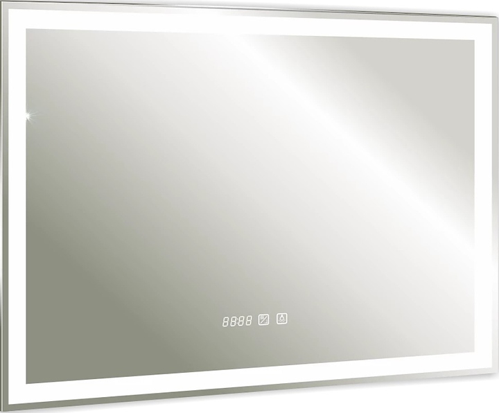 Зеркало с LED-подсветкой Silver Mirrors Livia neo LED-00002404 80х60 см, с часами и анти-пар