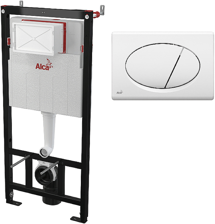 Система инсталляции для подвесного унитаза AlcaPlast AM101/1120-3:1 RU M70-0001 с панелью смыва, белая