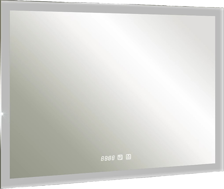 Зеркало с LED-подсветкой Silver Mirrors Гуверт LED-00002369 100х80 см, с часами и анти-пар