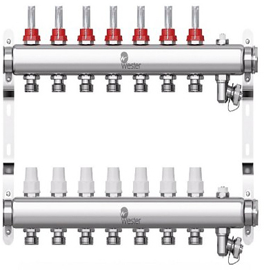 Группа коллекторная Wester W902 0-32-1835 1" ВР/ВР 7 вых 3/4" НР под евроконус с расходомерами