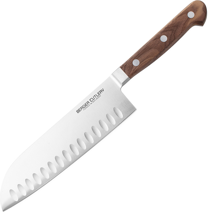 Нож кухонный Сантоку BERGER CUTLERY Classic Walnut BC200916 180 мм