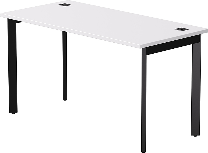 Стол офисный Everprof EVO 1380х670х755 мм (ЛДСП / металл) опоры 45гр, белый / черный