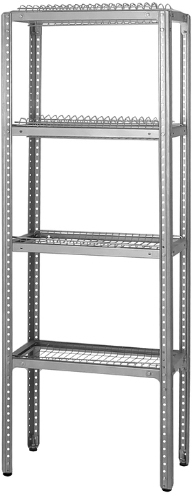 Стеллаж для сушки посуды Mecon Base ССПб 1000х300х1600 мм, 4 сетки "тарелки", без поддона