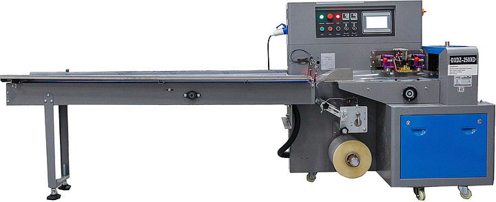Машина упаковочная Hualian DXDZ-250XD (3 servo, лент. 100 мм, рег.форм., min bag L 80, H 50, 1 позиц.нож)