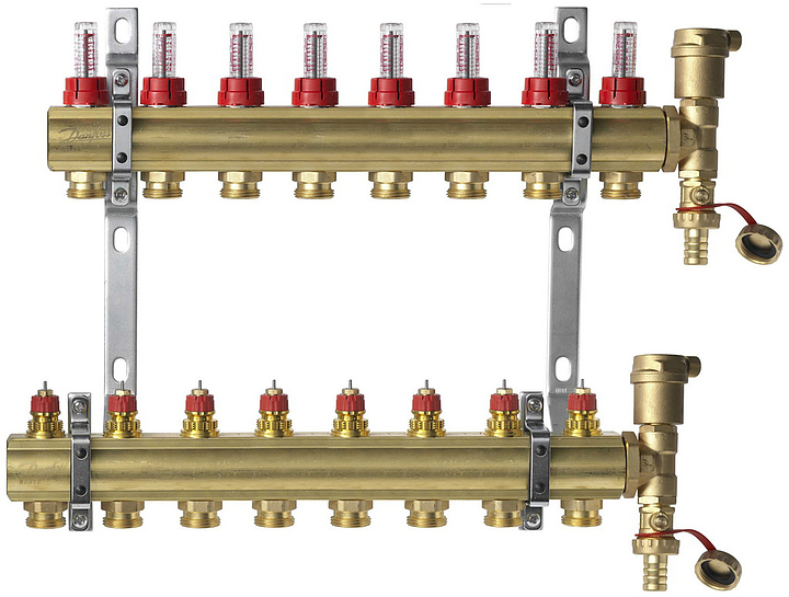 Группа коллекторная DANFOSS FHF-F set 088U0728 1" ВР/ВР 8 вых 3/4" НР с расходомерами