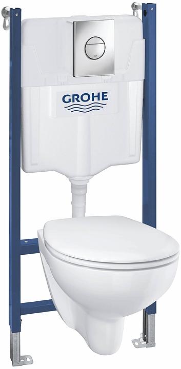 Унитаз подвесной с бачком, сиденьем и инсталляцией Grohe Solido Compact Bau Ceramic 39415000