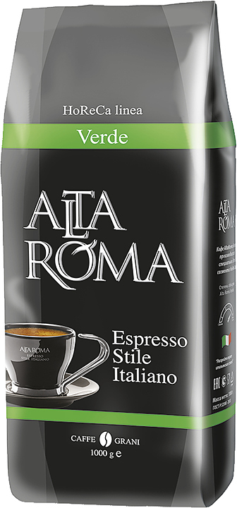 Кофе свежеобжаренный Alta Roma VERDE (арабика, робуста, в зернах, 1 кг)