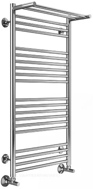 Полотенцесушитель водяной Terminus Аврора 20П Ду 25 (1/2") ВР 50х101 см, с полочкой, нижнее подключение