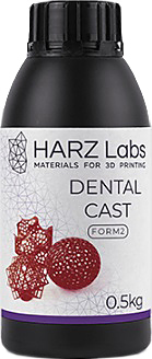 Фотополимер HARZ Labs LLC Dental Cast Cherry SLA/Form 2 принтеров 0,5 л, выгораемый