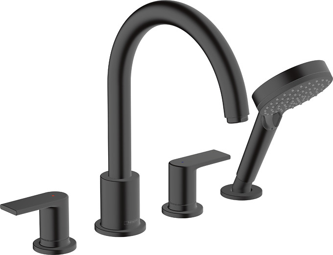 Смеситель для ванны и душа на борт ванны Hansgrohe Vernis Shape 71459670 на 4 отверстия