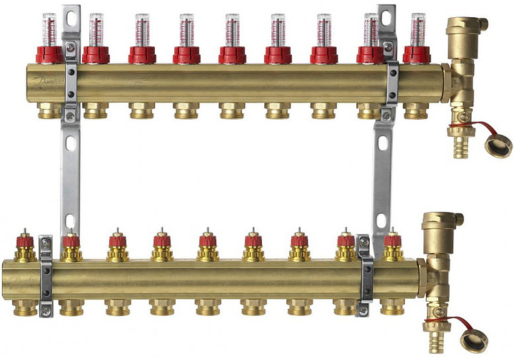 Группа коллекторная DANFOSS FHF-F set 088U0729 1" ВР/ВР 9 вых 3/4" НР с расходомерами