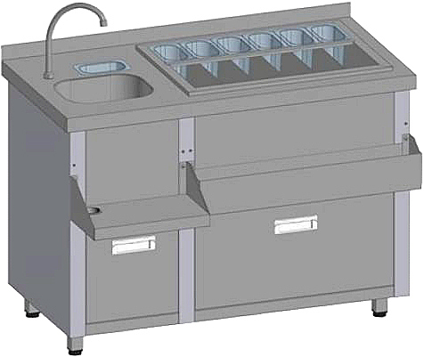 Барная станция Restoinox БСЗ1-15/6-05 с ящиками и вертушкой