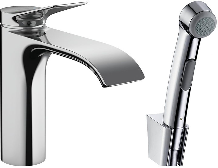 Смеситель для раковины с гигиеническим душем Hansgrohe HG Vivenis 75210000 с донным клапаном, хром