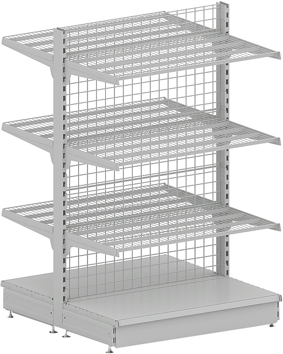 Стеллаж островной STAHLER (CRYSPI) Praktish L=665, G=470, H=1650 (сетчатые полки)