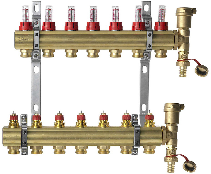 Группа коллекторная DANFOSS FHF-F set 088U0727 1" ВР/ВР 7 вых 3/4" НР с расходомерами