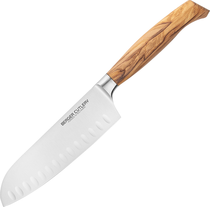 Нож кухонный Сантоку BERGER CUTLERY Ergo Line Olive BC100916 160 мм