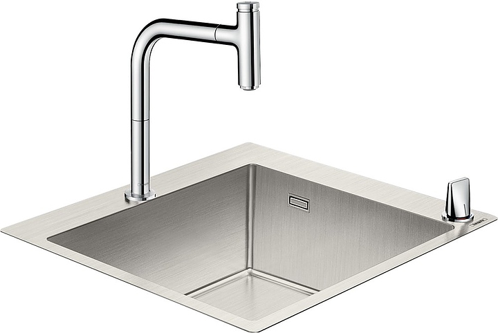 Кухонная мойка Hansgrohe C71-F450-06 43201800 со смесителем, сталь