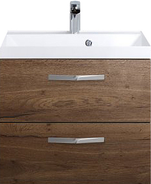 Тумба с раковиной BelBagno AURORA-600-2C-SO-RT + BB600/450-LV-MR-AST + 8.1107.224192.0270 дуб табак, ручки белые глянцевые