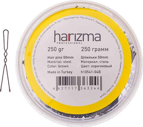 Шпильки для волос Harizma h10541-04B, волнистые коричневые, 50 мм, 250 г