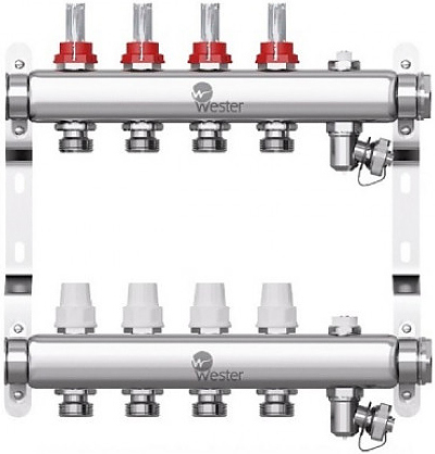 Группа коллекторная Wester W902 0-32-1820 1" ВР/ВР 4 вых 3/4" НР под евроконус с расходомерами