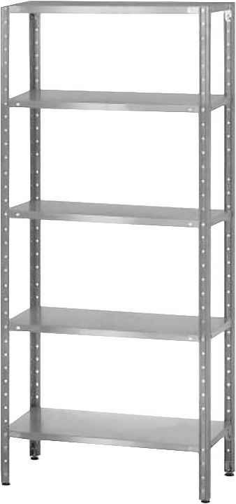 Стеллаж полочный Mecon Base СПЛб 600х600х1600 мм, сплошные полки, 5 шт.