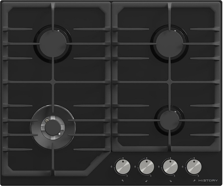 Варочная панель газовая HiSTORY HGE643C FBK черная эмаль