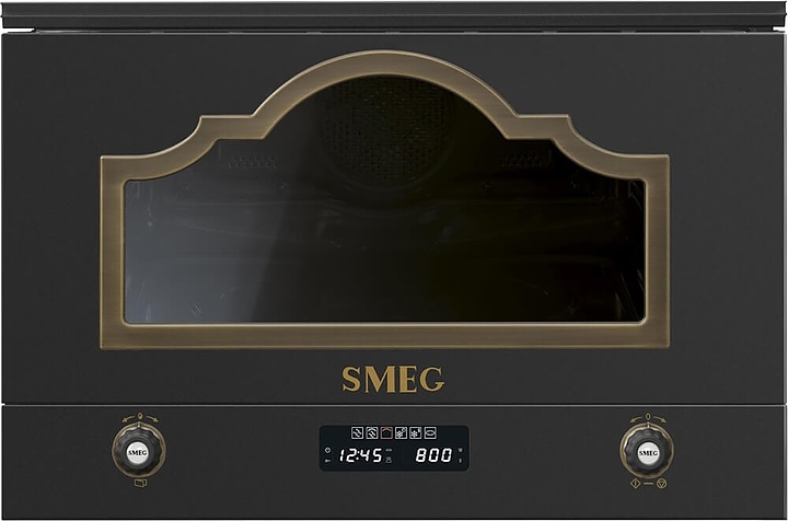 Микроволновая печь SMEG MP722AO антрацит с латунной фурнитурой