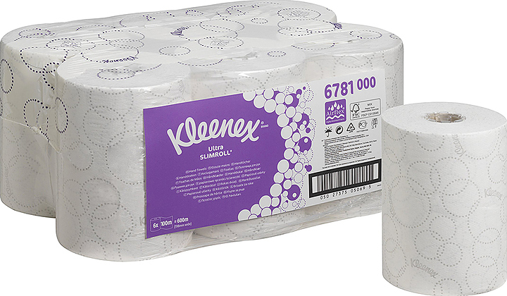 Полотенца бумажные для диспенсера Kimberly-Clark Kleenex Ultra Slimroll 6781 рулонные 10х19,8 см, 6х100 метров