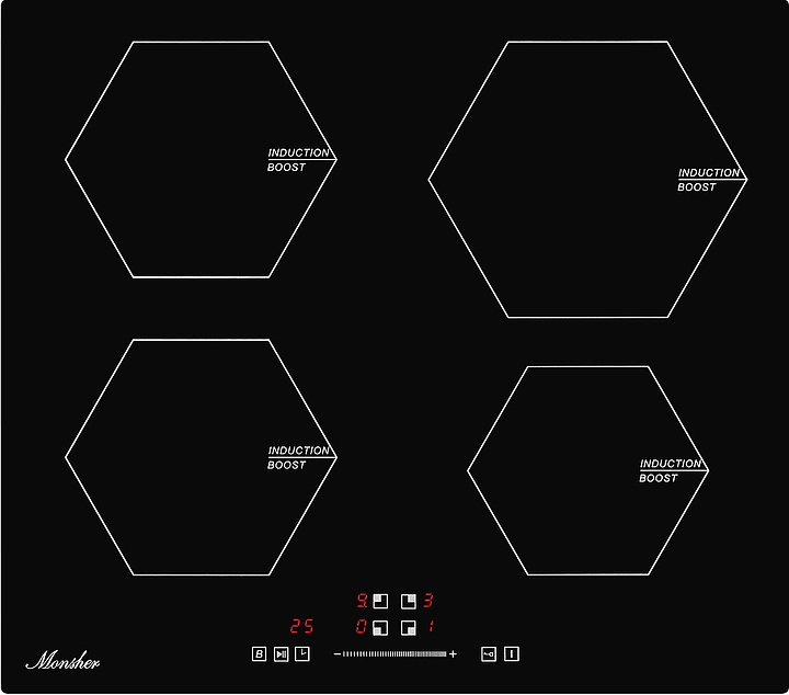 Варочная панель Monsher MHI 6006 индукционная, черная с прямой кромкой
