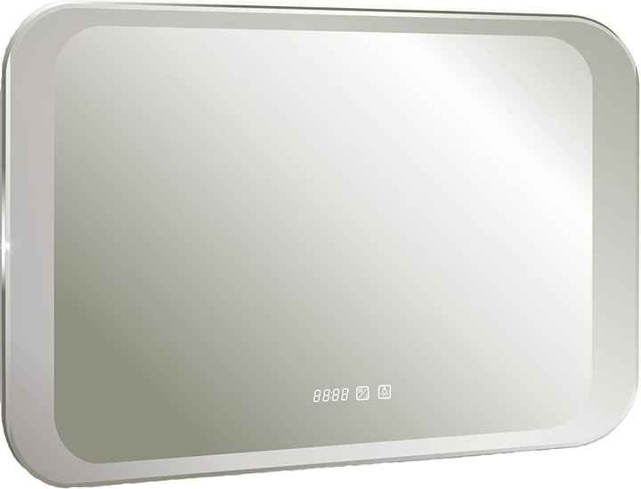 Зеркало с LED-подсветкой Silver Mirrors Indigo neo LED-00002406 80х55 см, с часами и анти-пар