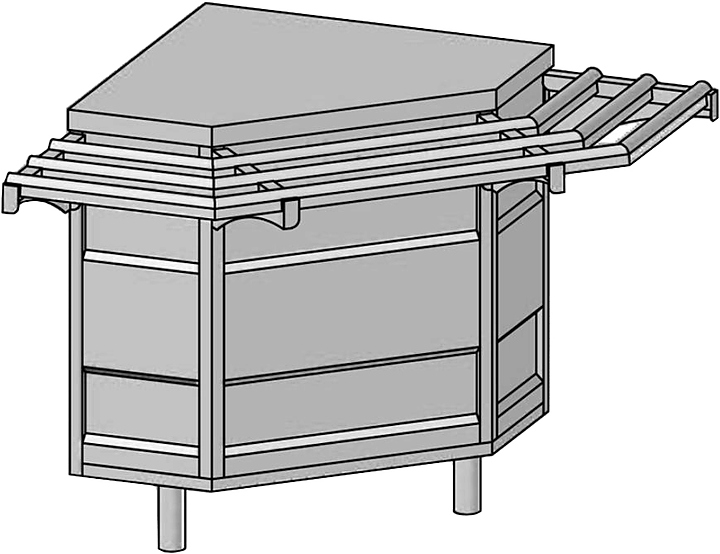 Прилавок поворотный внешний ЦМИ Волга ППВш90 (1457х1030х870 мм)
