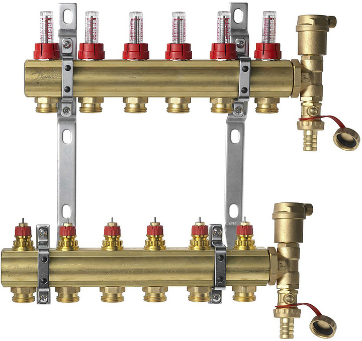 Группа коллекторная DANFOSS FHF-F set 088U0726 1" ВР/ВР 6 вых 3/4" НР с расходомерами